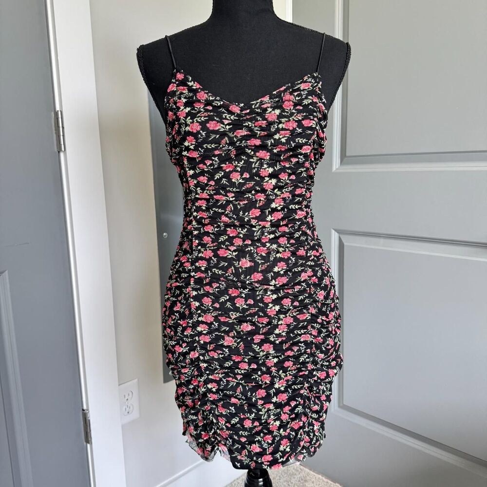 Vintage Almost Famous Mini Dress \ Y2K 2000s Romantic Black Cami Mini Dress